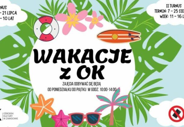 Tablica promująca akcje Wakacje z OK