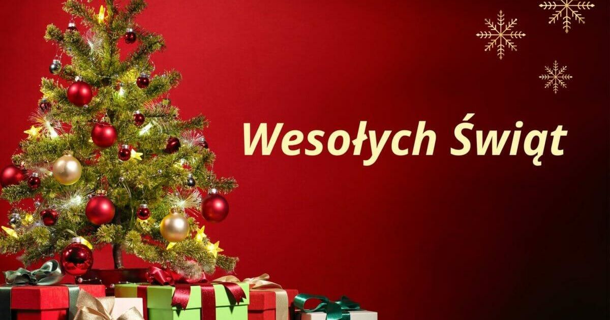 Kartka z napisem Wesołych Świąt.