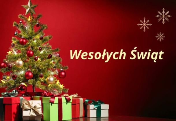 Kartka z napisem Wesołych Świąt.