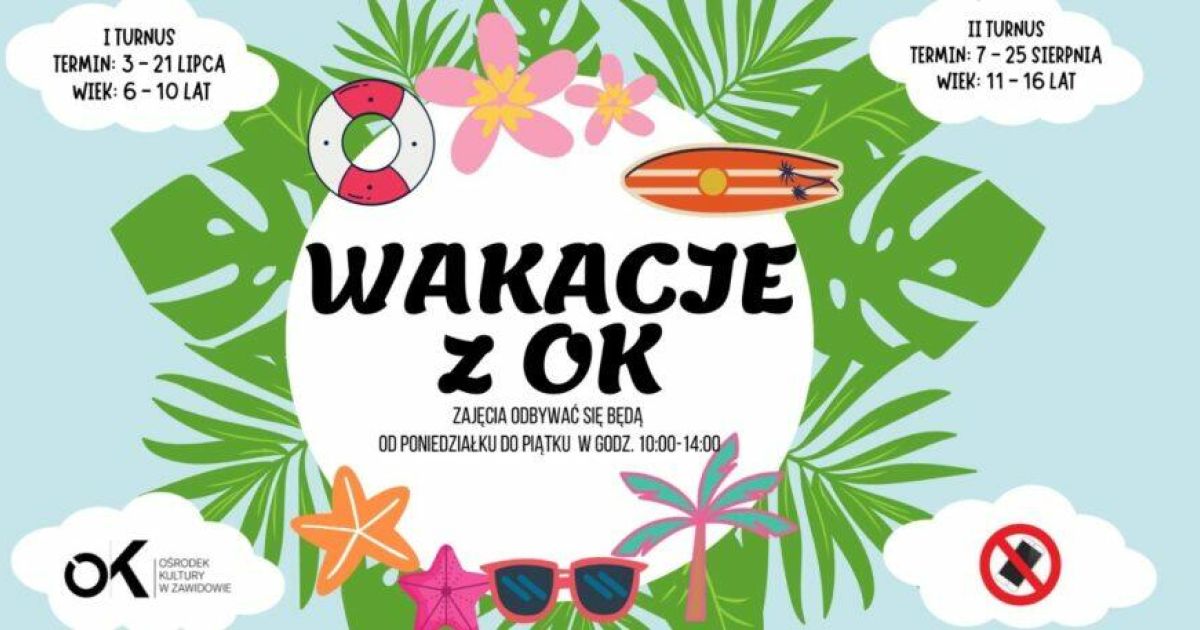 Tablica promująca akcje Wakacje z OK